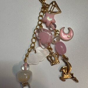 Pink and Gold Charm Keychain